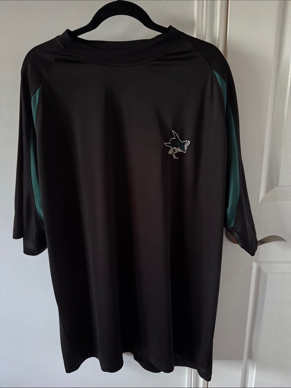 Majestic Black Short-Sleeve Athletic Tee with Teal Panels 3xl